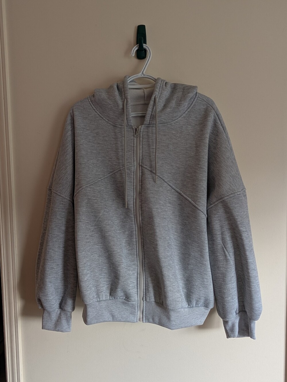 SHEIN Light Gray Full-Zip Hoodie Sweatshirt
